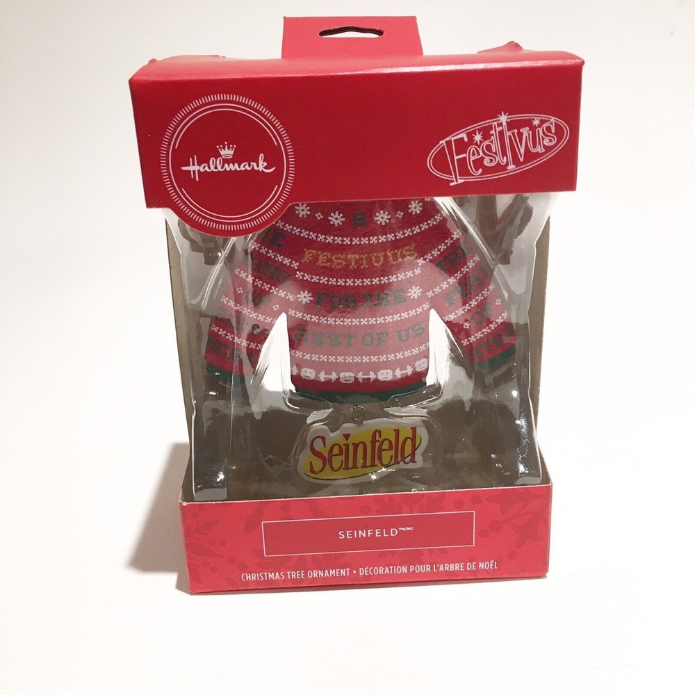 Hallmark Ornament Seinfeld Festivus Christmas Ugly Sweater Ornament Red Box‎ NEW